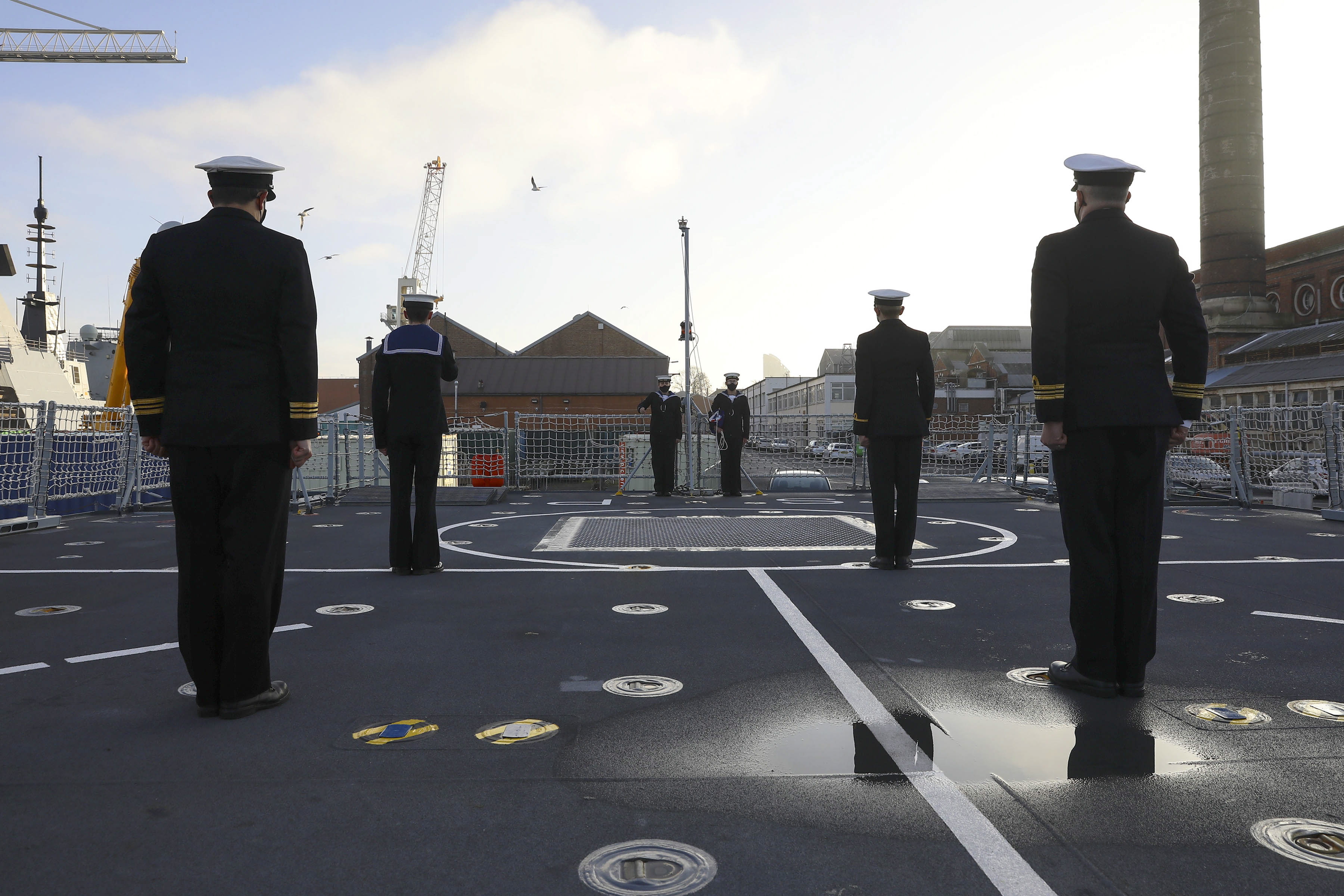 Only essential personnel were on board the ship for the ceremony (Picture: Royal Navy).