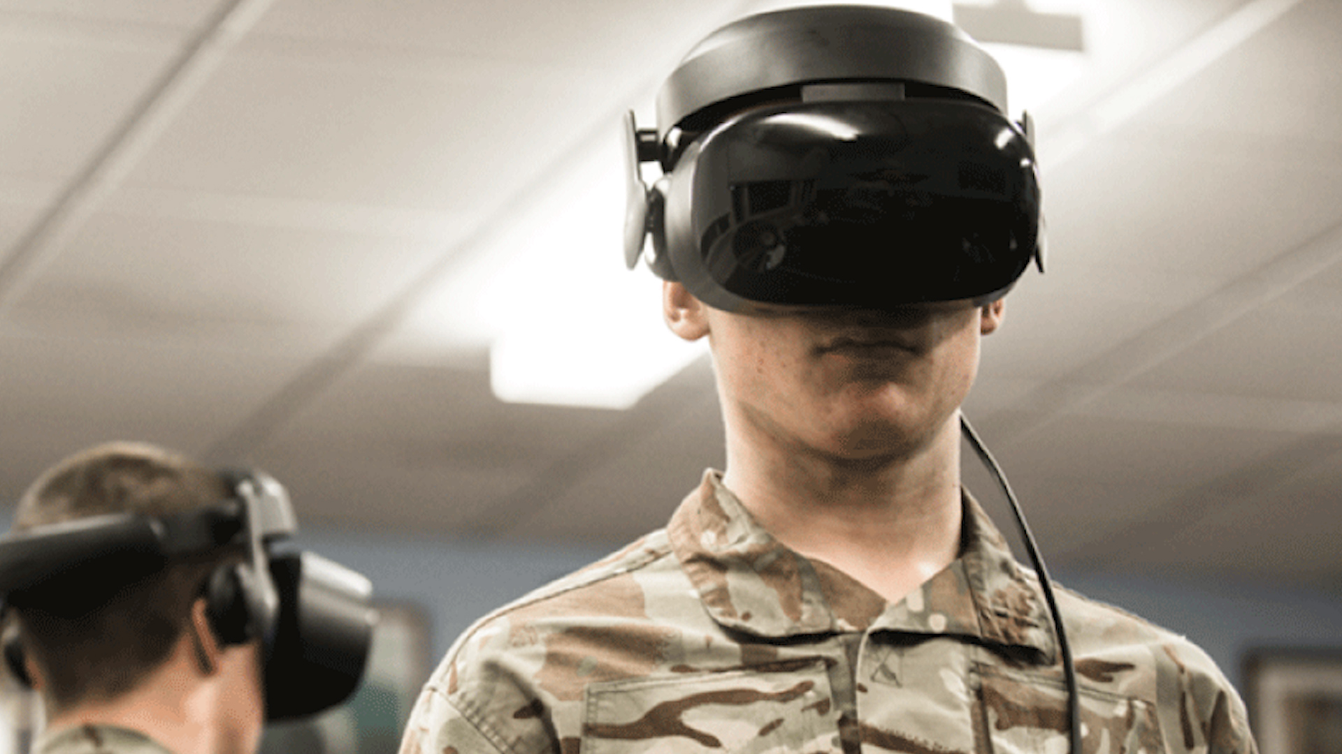 Cover Image: Service personnel trial the new virtual reality equipment (Picture: MOD).
