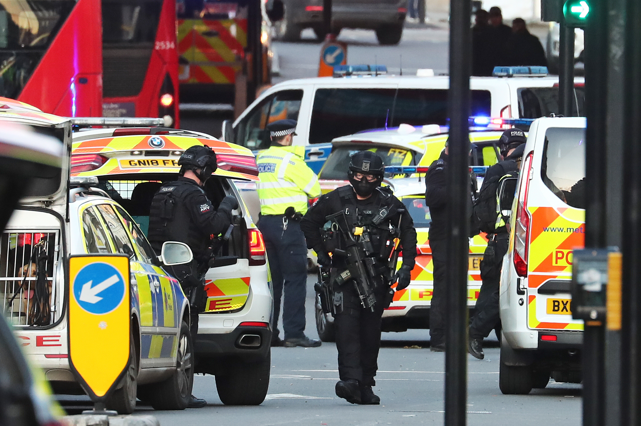 Armed police and emergency services on London Bridge (Picture: PA).