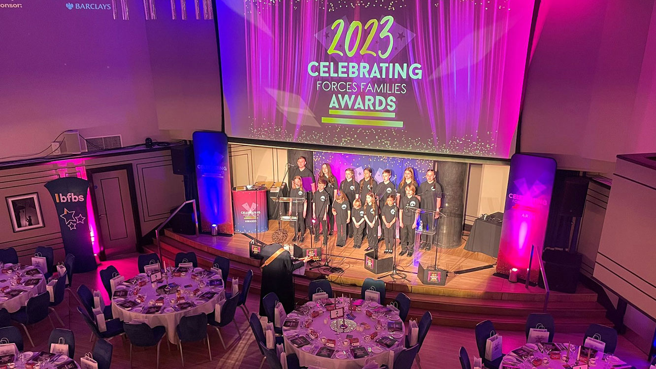 Armed Forces Children Choir rehearsing at CFF Awards 2023 CREDIT Never Such Innocence