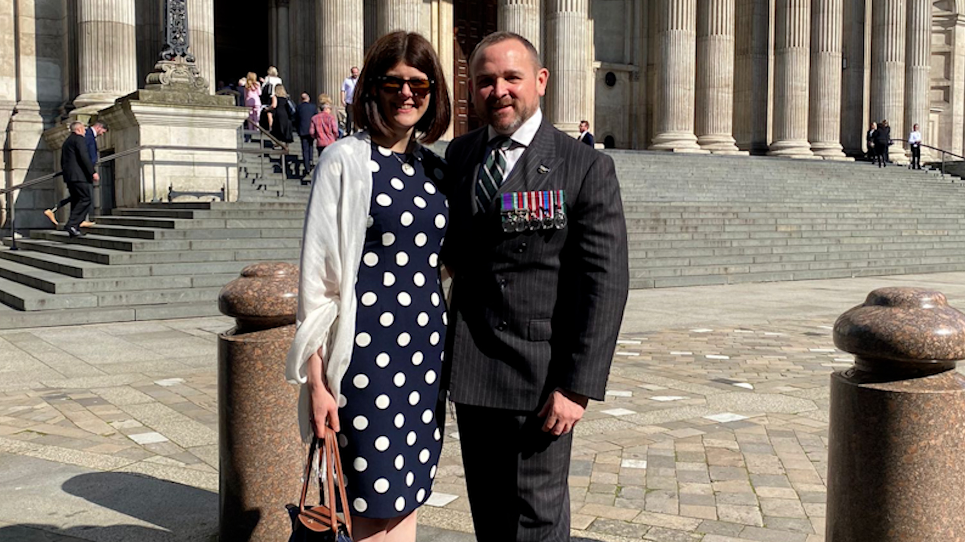 Army Reservist Jonny Ball with wife attending Invictus Games service 08052024 CREDIT Jonny Ball