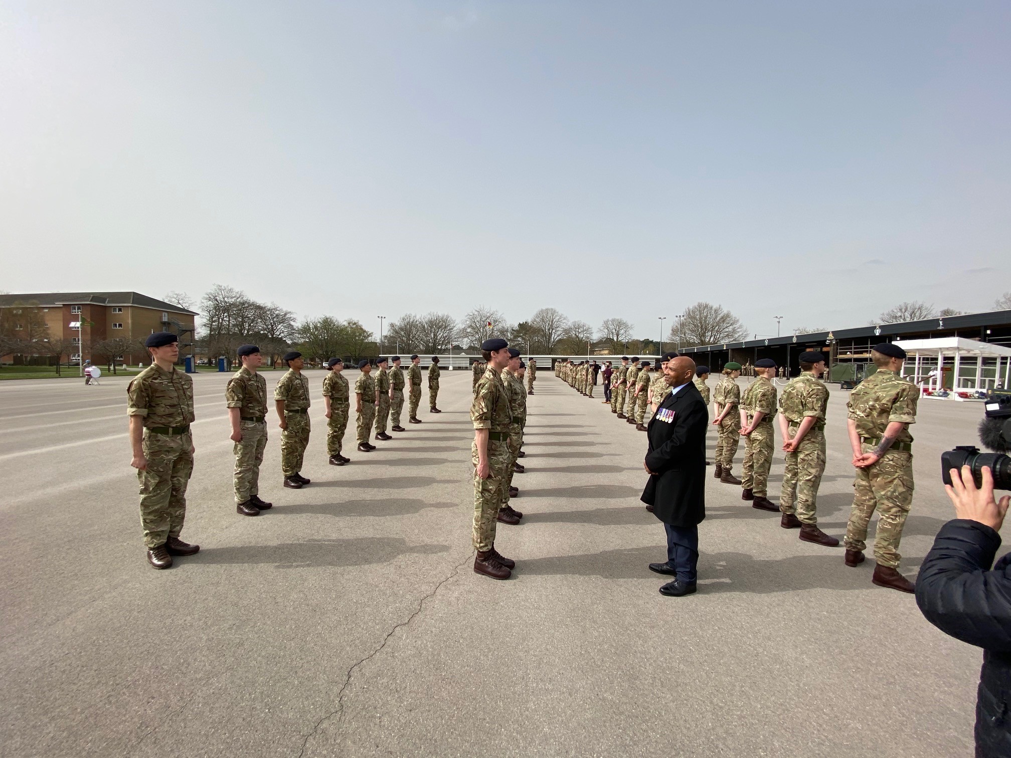 Retired Lieutenant Colonel Sulle Alhaji meeting Alhaji Troop in Pirbright, Surrey.