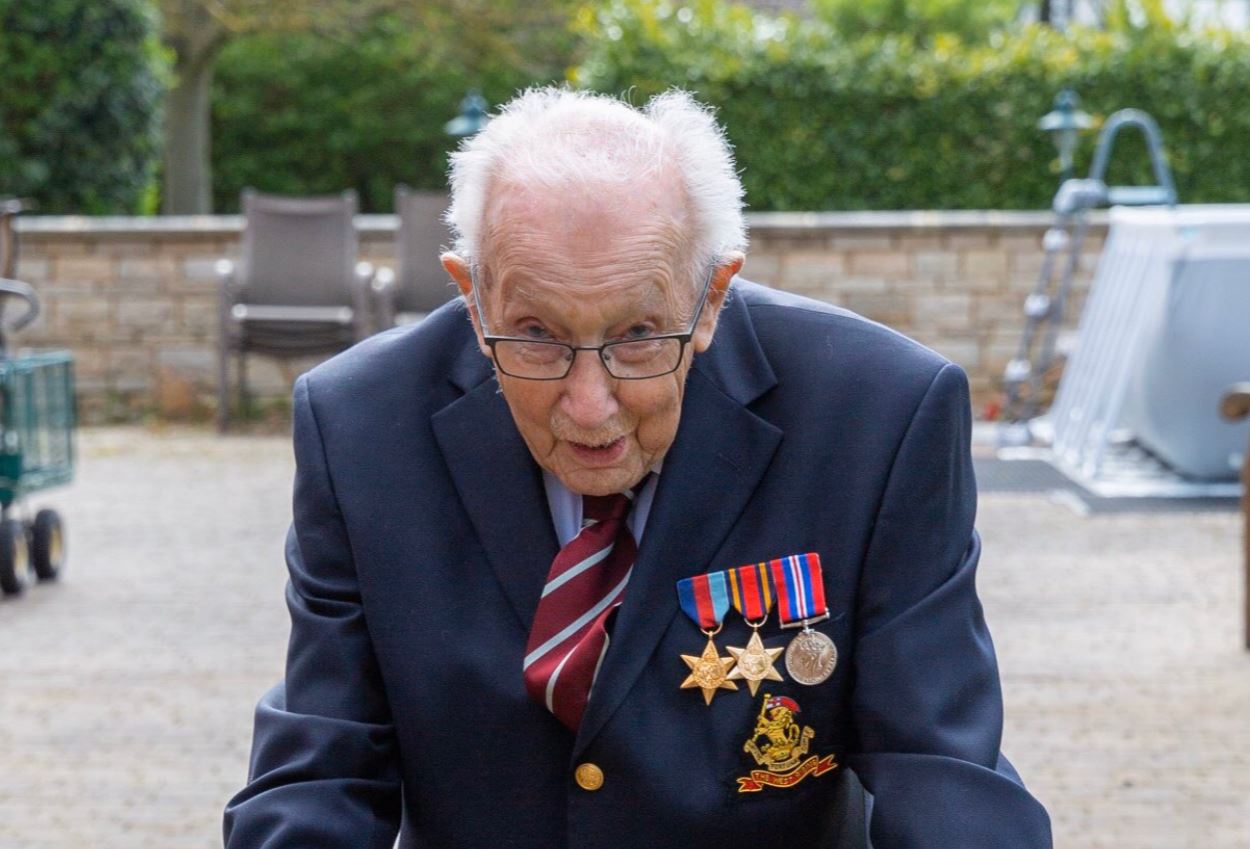 Cover image: Captain Tom Moore has raised millions of pounds for the NHS (Picture: Captain Tom Moore/Twitter).