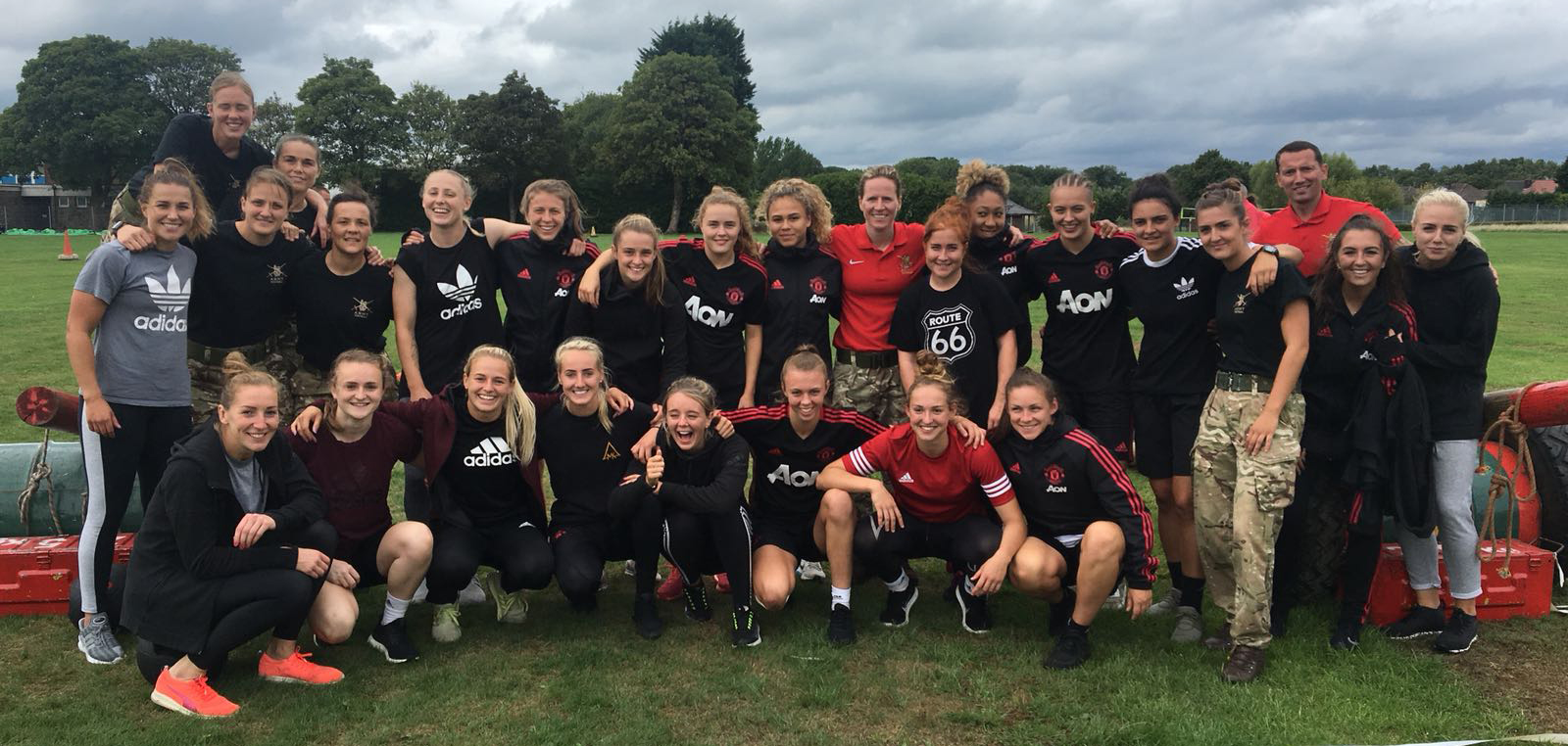The Army Women's Football Team with Manchester United Women's Football Team
