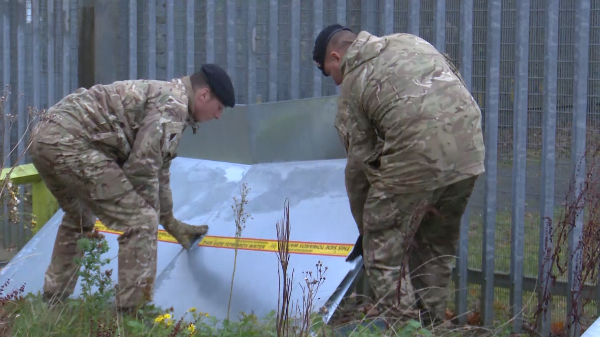 Army protecting electrical points in Doncaster following flooding Credit BFBS 13.11.19
