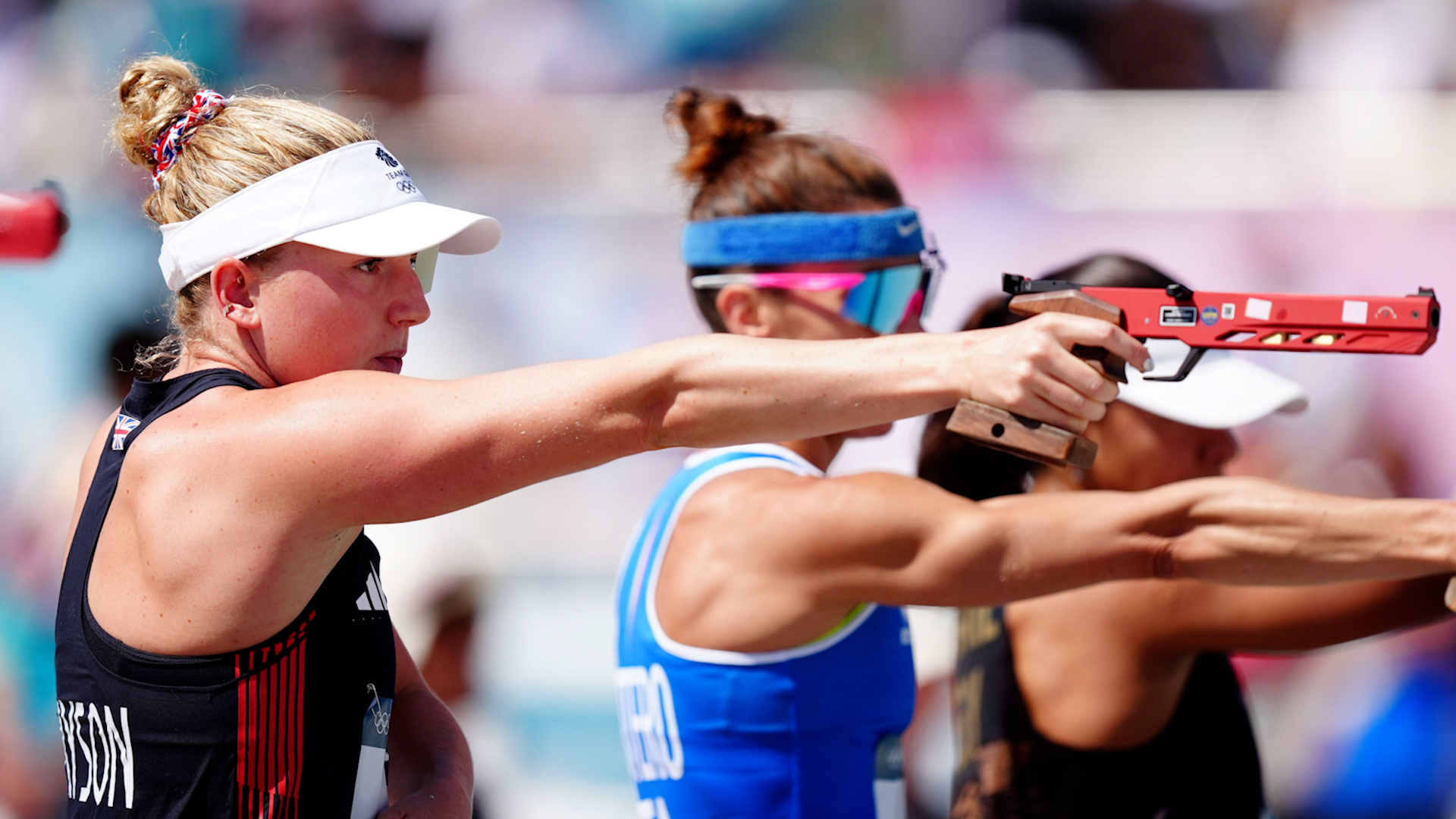 Army reservist Second Lieutenant Kerenza Bryson laser pistol shooting Women's Modern Pentathlon Paris Olympic Games, Image ID 2XRKHD7 110824 CREDIT PA Images, Alamy Stock Photo