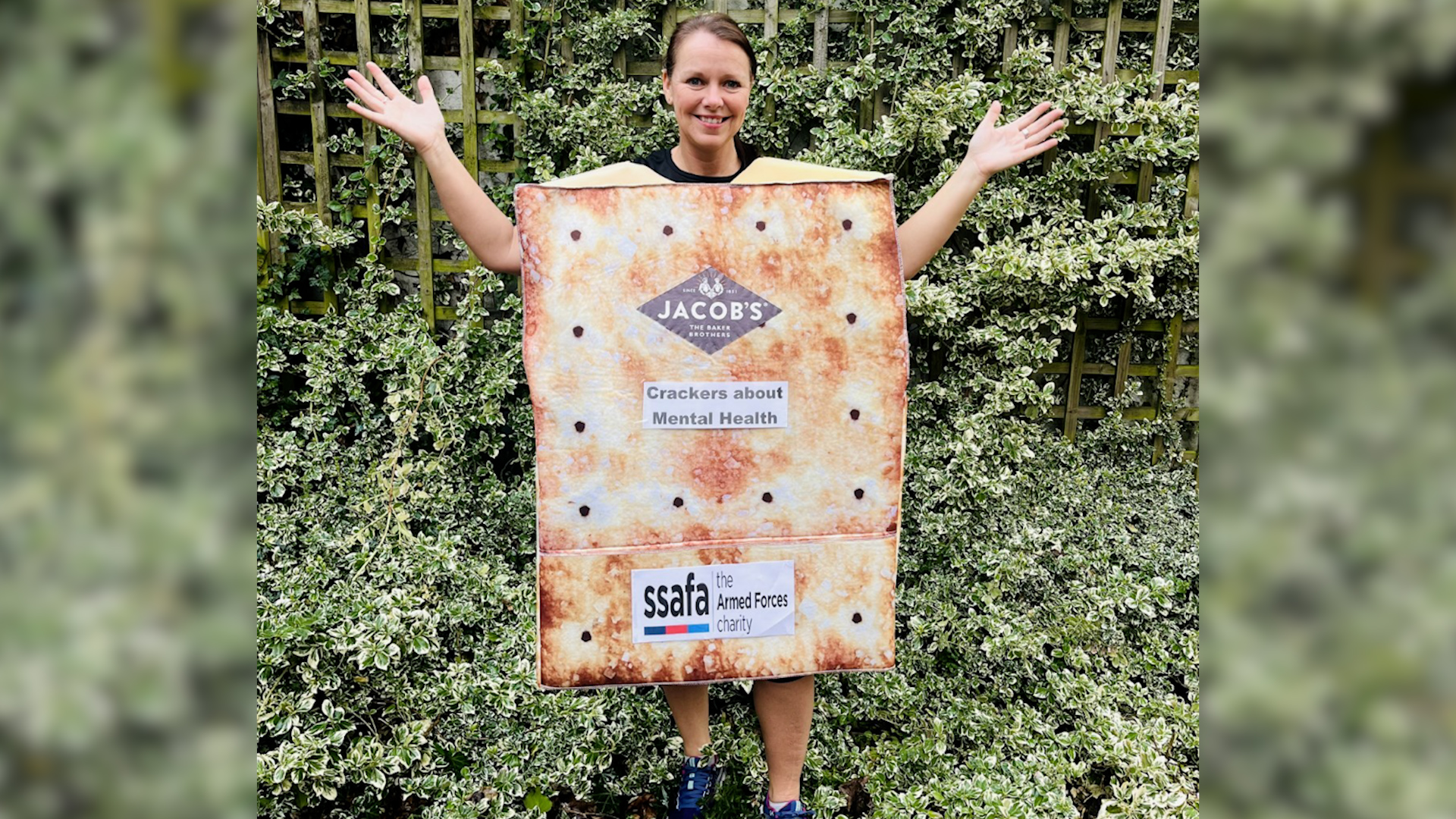 Army veteran Sally Orange, who will be trying to break the record for fastest marathon dressed as a savoury food item 160423 NO REUSE CREDIT PA WIRE, PA IMAGES