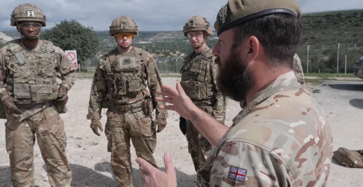 Assault Pioneers receive instructions during training in Cyprus