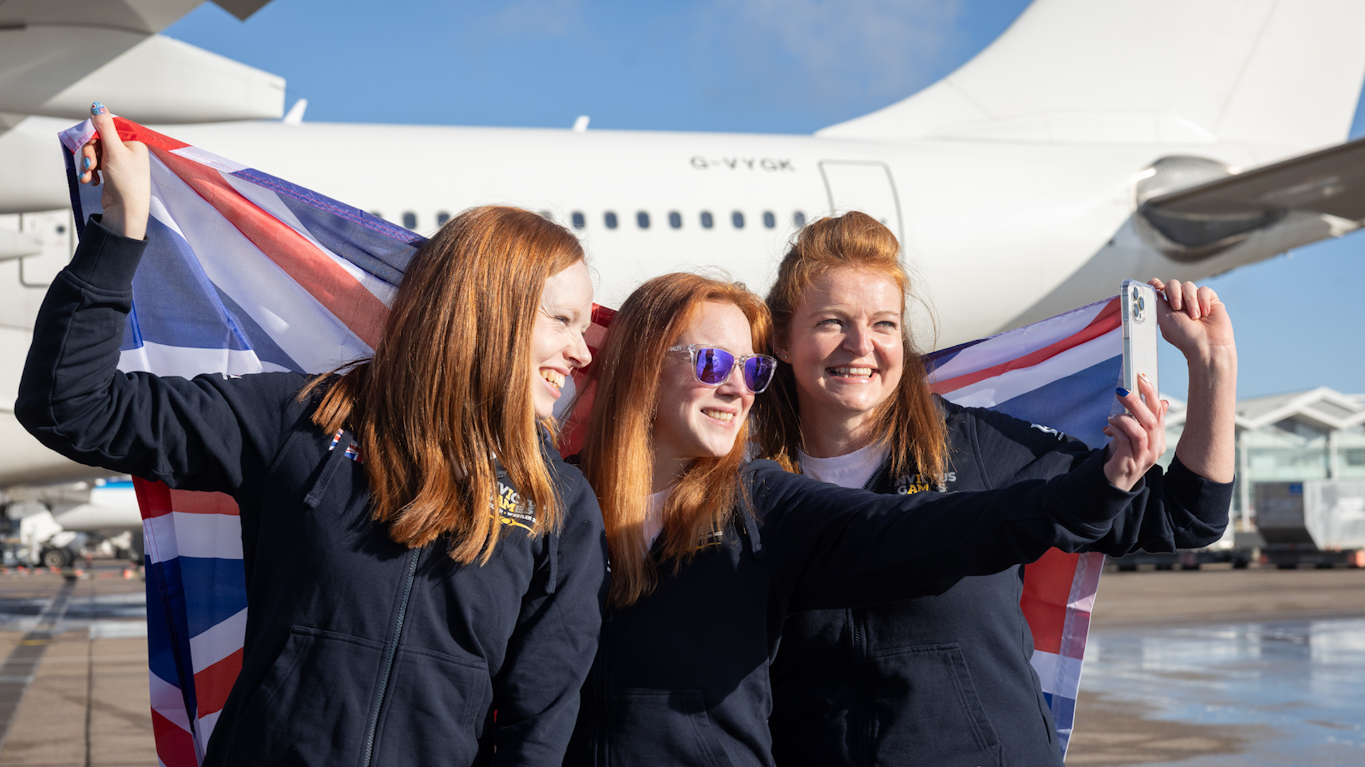 Athletes from Team UK pose as they prepare to depart from Birmingham Airport to Canada for the Invictus Games CREDIT RBL DATE 06022025.jpg