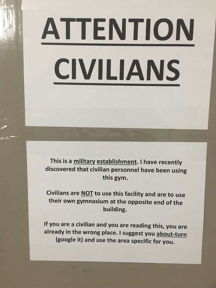 Attention Civilians Military Sign Funny About Turn Credit Fill Your Boots Facebook Page