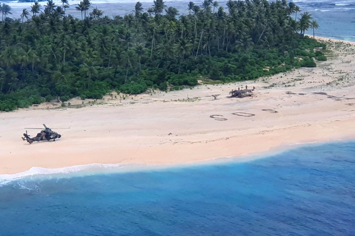 Cover image: An Australian Army Tiger helicopter lands on Pikelot Island in Micronesia to rescue the stranded men (Picture: Australian Defence Force).