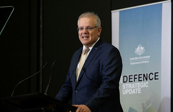 Australian Prime Minister Scott Morrison speaking at the at the Australian Defence Force Academy in Canberra on Wednesday (Picure: Australian Department of Defence).