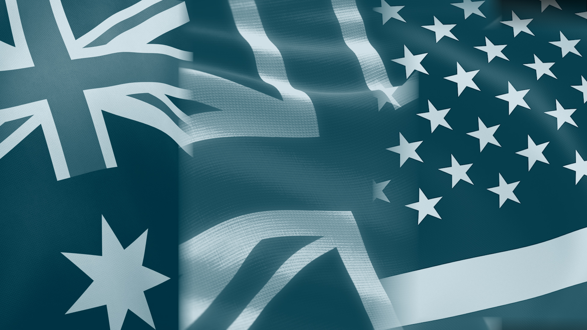 Australian, UK and US flags.