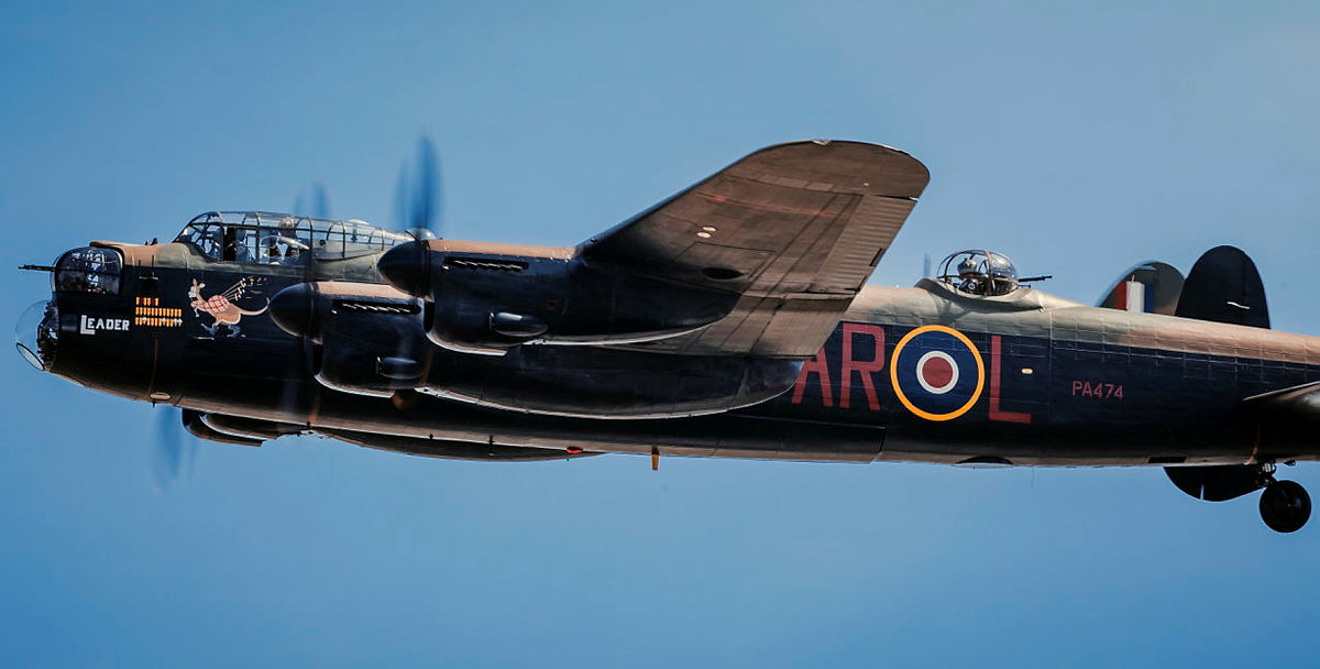 Avro Lancaster PA474 heavy bomber WW2 Second World War Dambusters Raid Royal Air Force Battle of Britain Memorial Flight BBMF CREDIT Crown Copyright.