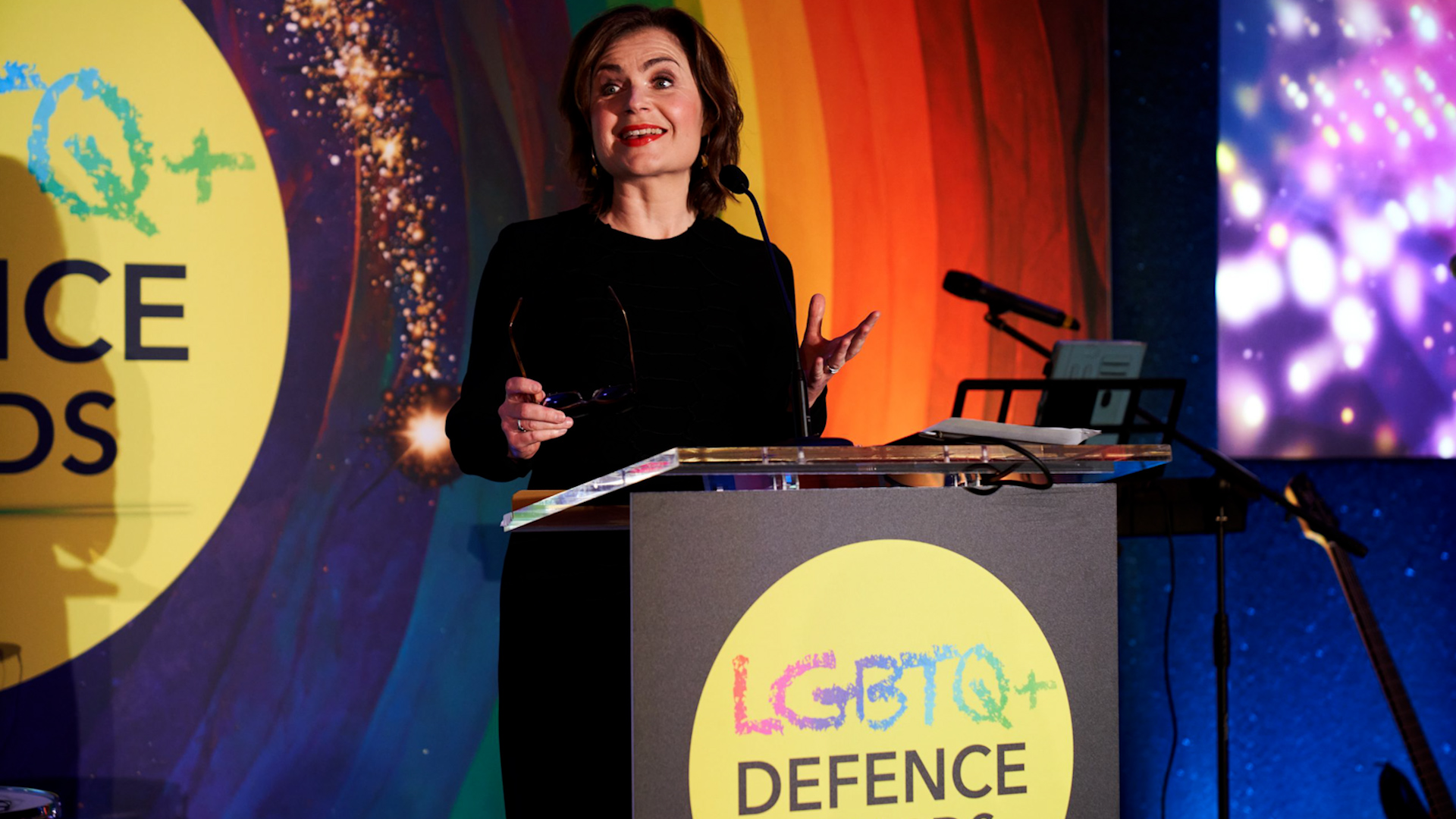 BBC news anchor and host of the evening Jane Hill during the LGBTQ+ Defence Awards 16092024 CREDIT LGBTQ+ Defence Awards