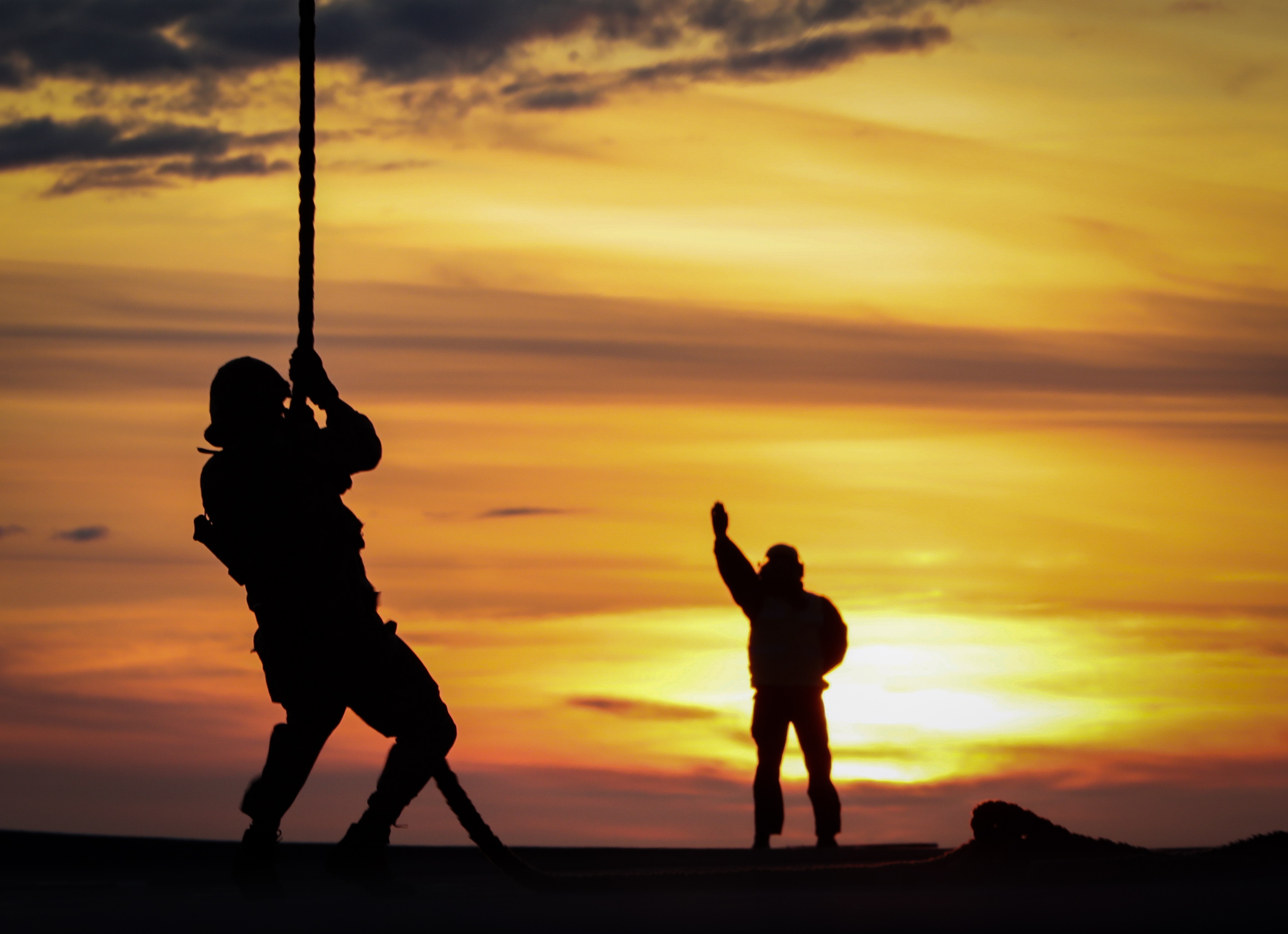 Royal Marines fast rope training from a Merlin helicopter. Credit: LPhot Kyle Heller, Crown Copyright