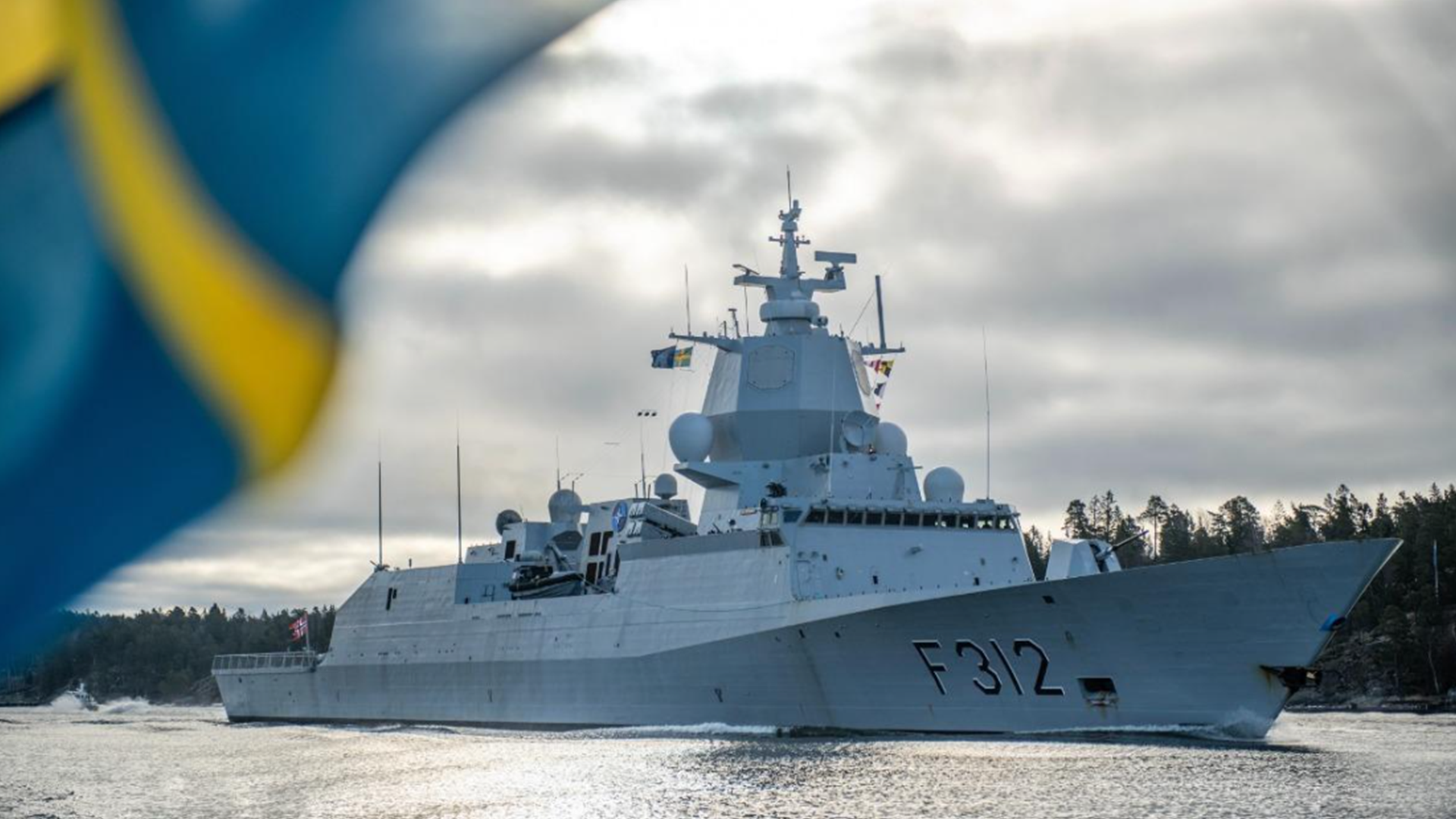 Baltic Sentry ship with Swedish flag
