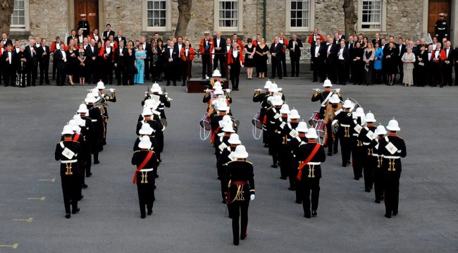 Band of Her Majesty's Royal Marines performing for Prince Philip at Stonehouse Barracks in Plymouth (Picture: MOD).