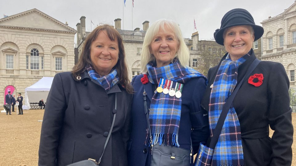 WO1 (Retired) Barbara McGregor with Royal Navy friends Longest career in the navy (active duty/service) (female) (Picture: WO1 (Retd) Barbara McGregor).