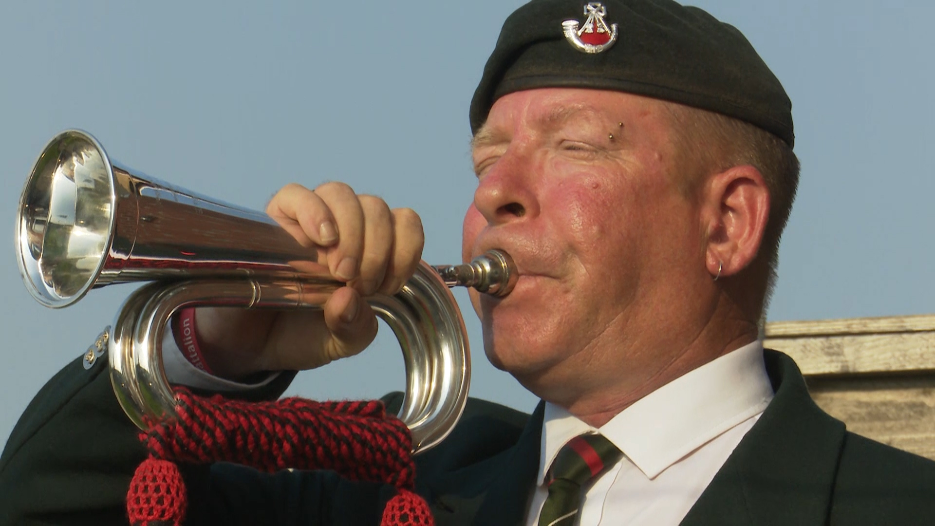 Barnsley bugler Paul Goose sounds the Last Post 130820 CREDIT BFBS.jpg