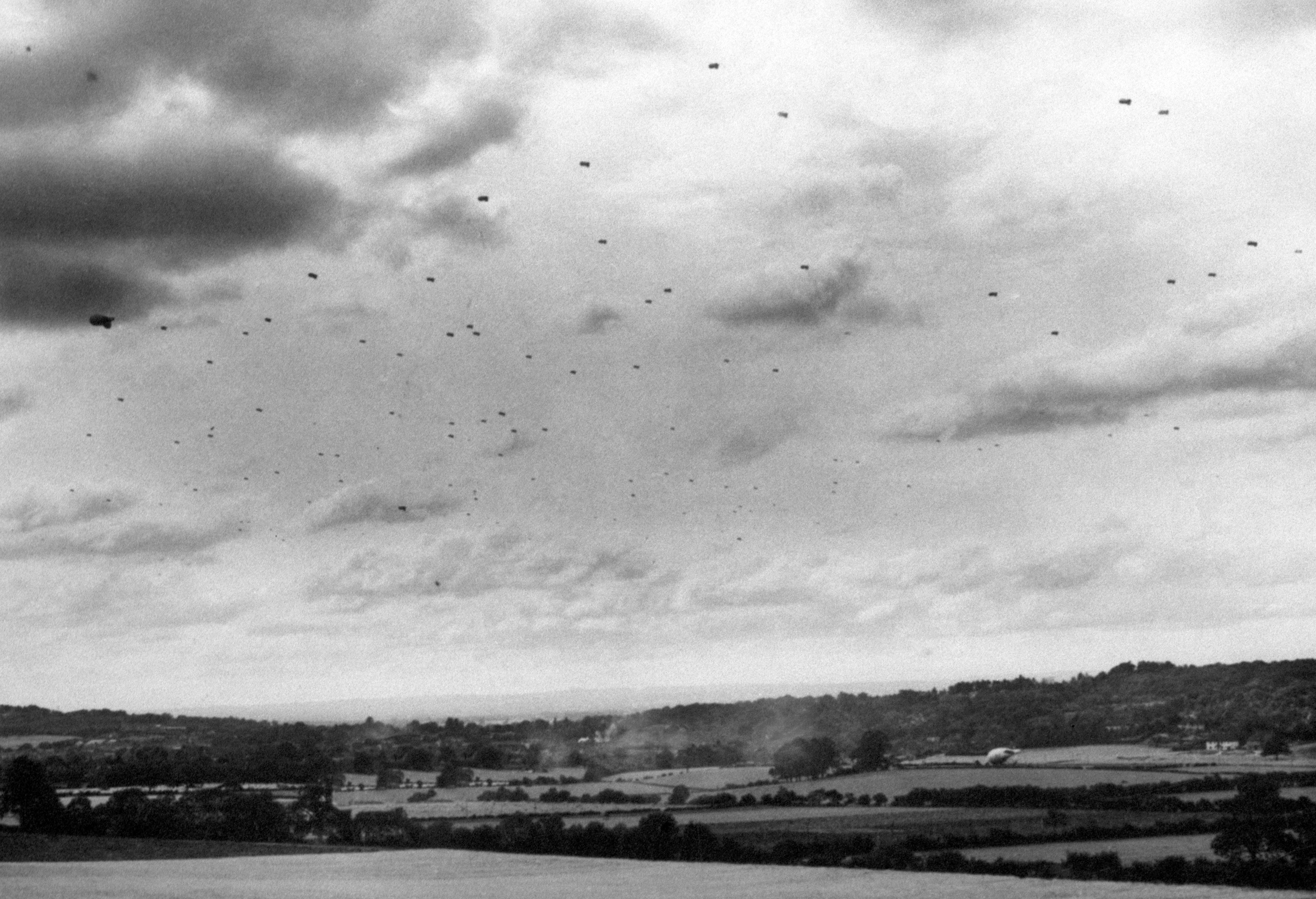 Barrage balloons over Surrey hills