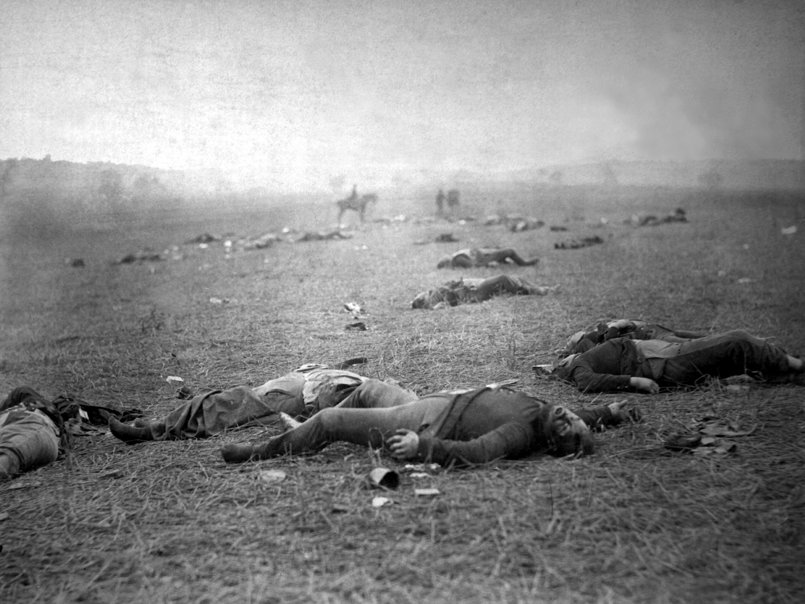 Dead soldiers photographed after the battle – this image of Union troops