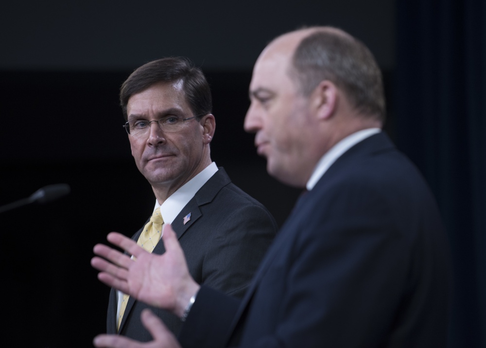 Ben Wallace spoke with US Defense Secretary Mark Esper at the Pentagon (Picture: US Department of Defense).