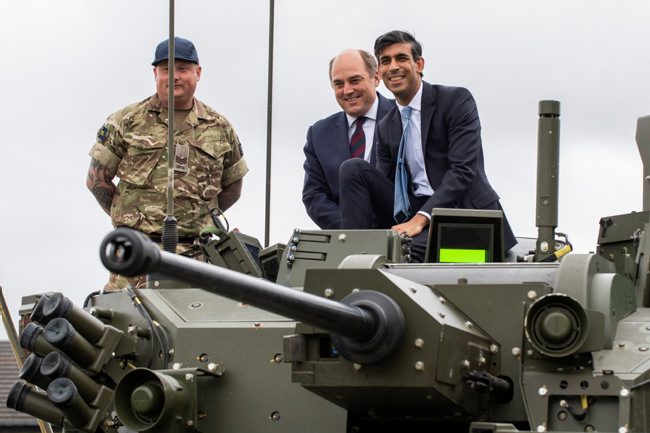 Ben Wallace and Rishi Sunak smiling on an Ajax vehicle 170720