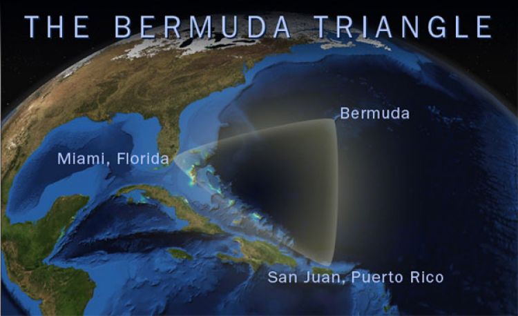 Bermuda Triangle on a world map