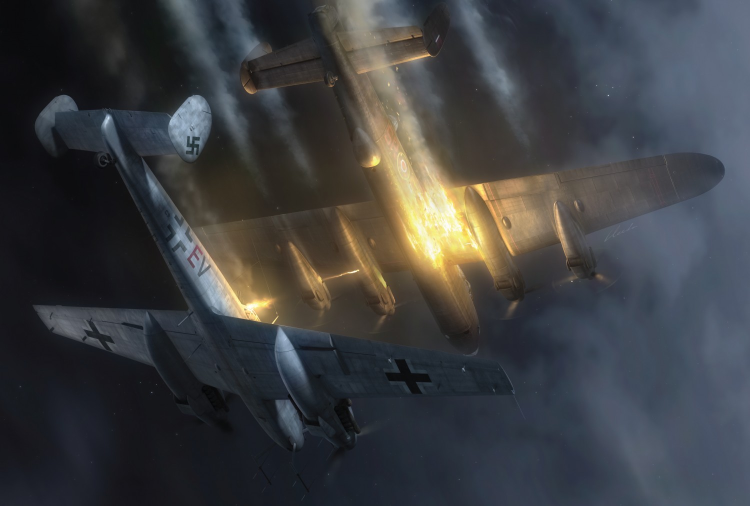 Bf 110 and lancaster WW2