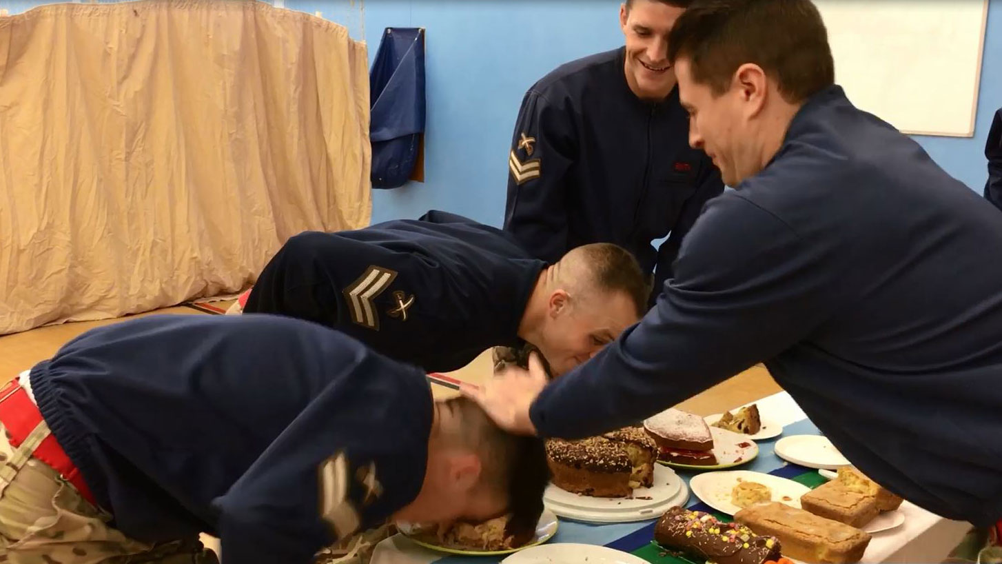 Physical Training Instructors PTIs Great British Bake Off Military Style Cake Slam Prank Bants Screengrab Forces Radio BFBS Blandford Facebook Video