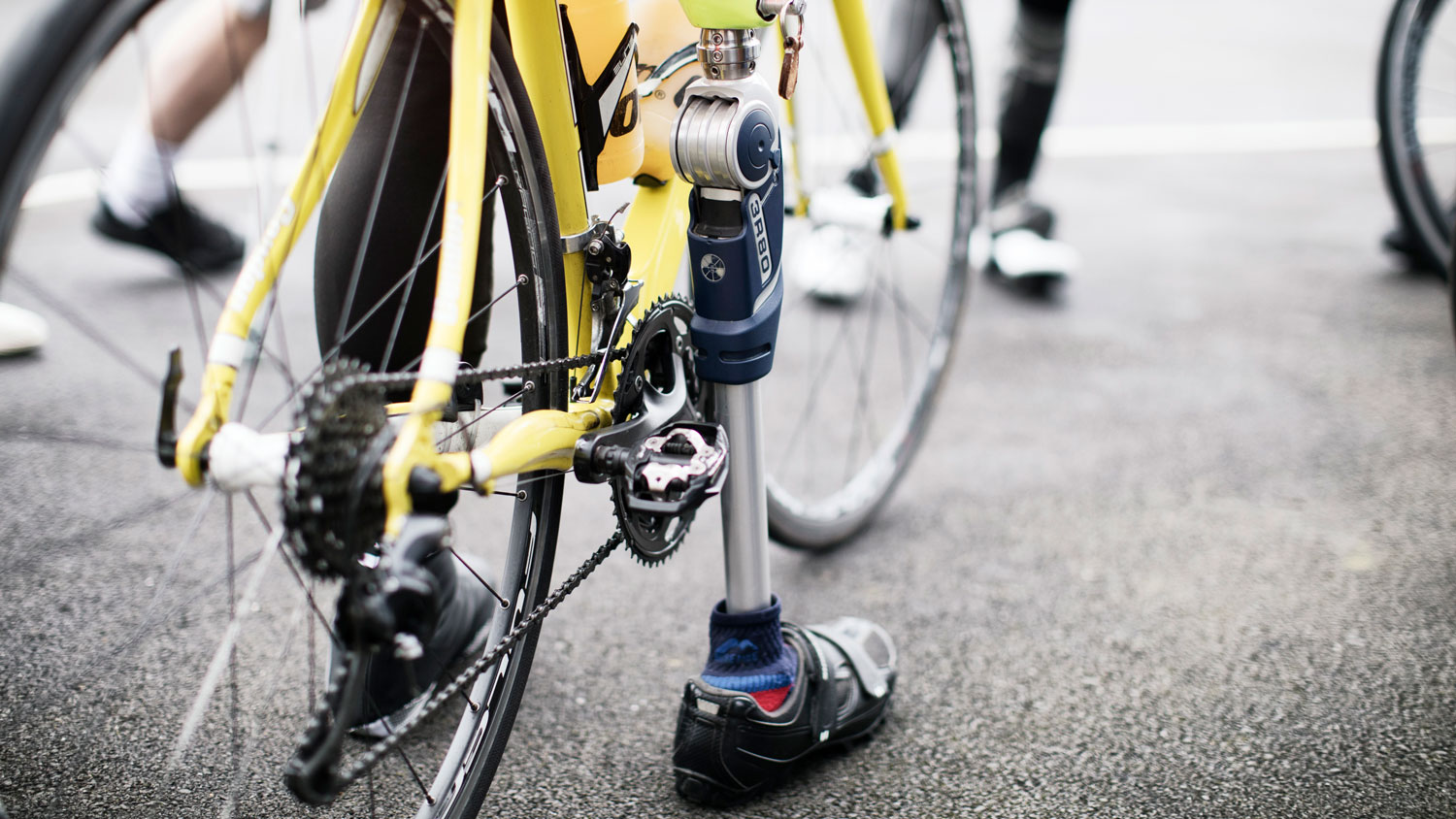 Blesma Injured Veterans Race Across America RAAM Close Up Bike Prosthetic Limb CREDIT Blesma