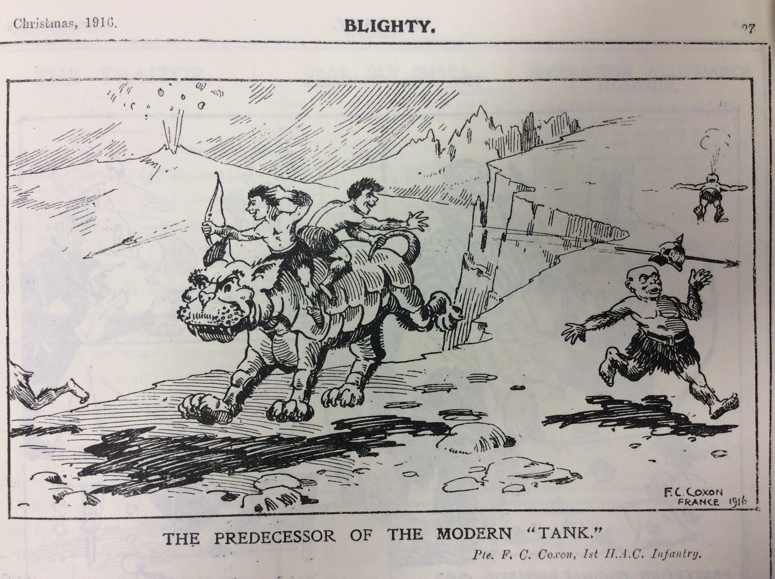 Blighty magazine cartoon stone age tank