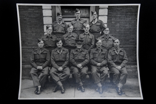 Bombardier Frank Cooling (middle row, second left) with the Home Guard (Picture: PA).