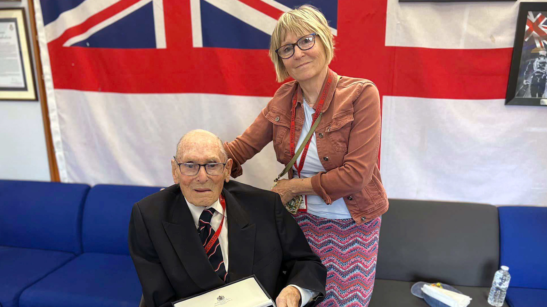 Boyd Salmon his daughter Nicola with his new collection of replica medals (Picture: Royal Mavy)