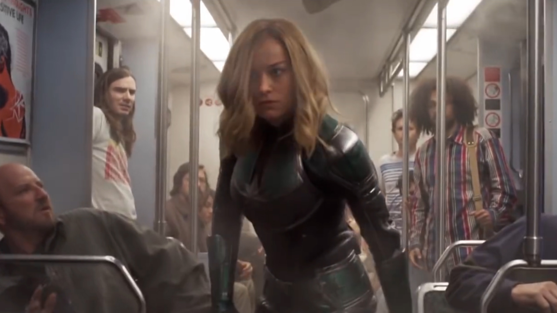 Larson stars as Carol Danvers in the film (Picture: Disney).