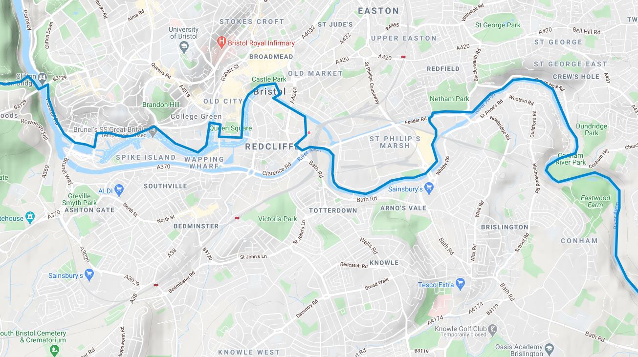 The route taken by King Charles II through the city of Bristol in 1651. Credit: M Brockhurst/Walking Englishman  