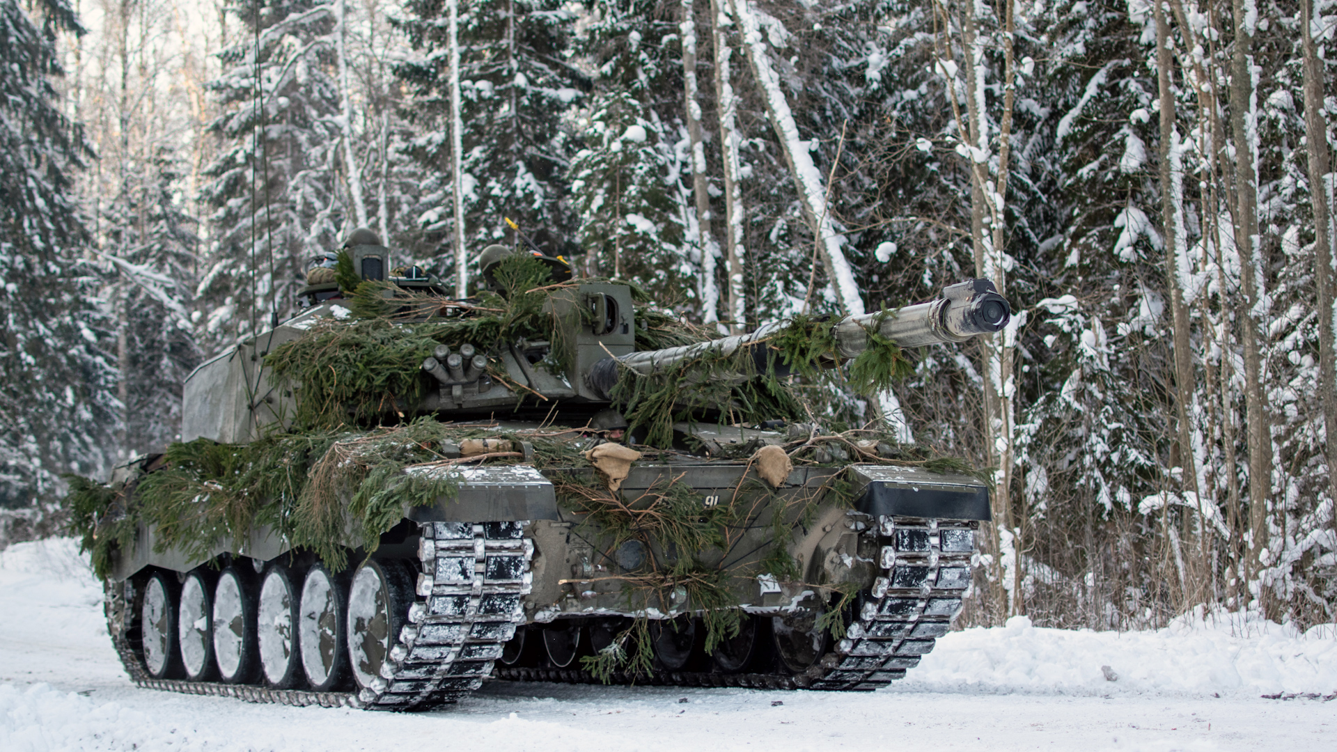 British Army Challenger 2 tank during Exercise Winter Camp in Estonia
