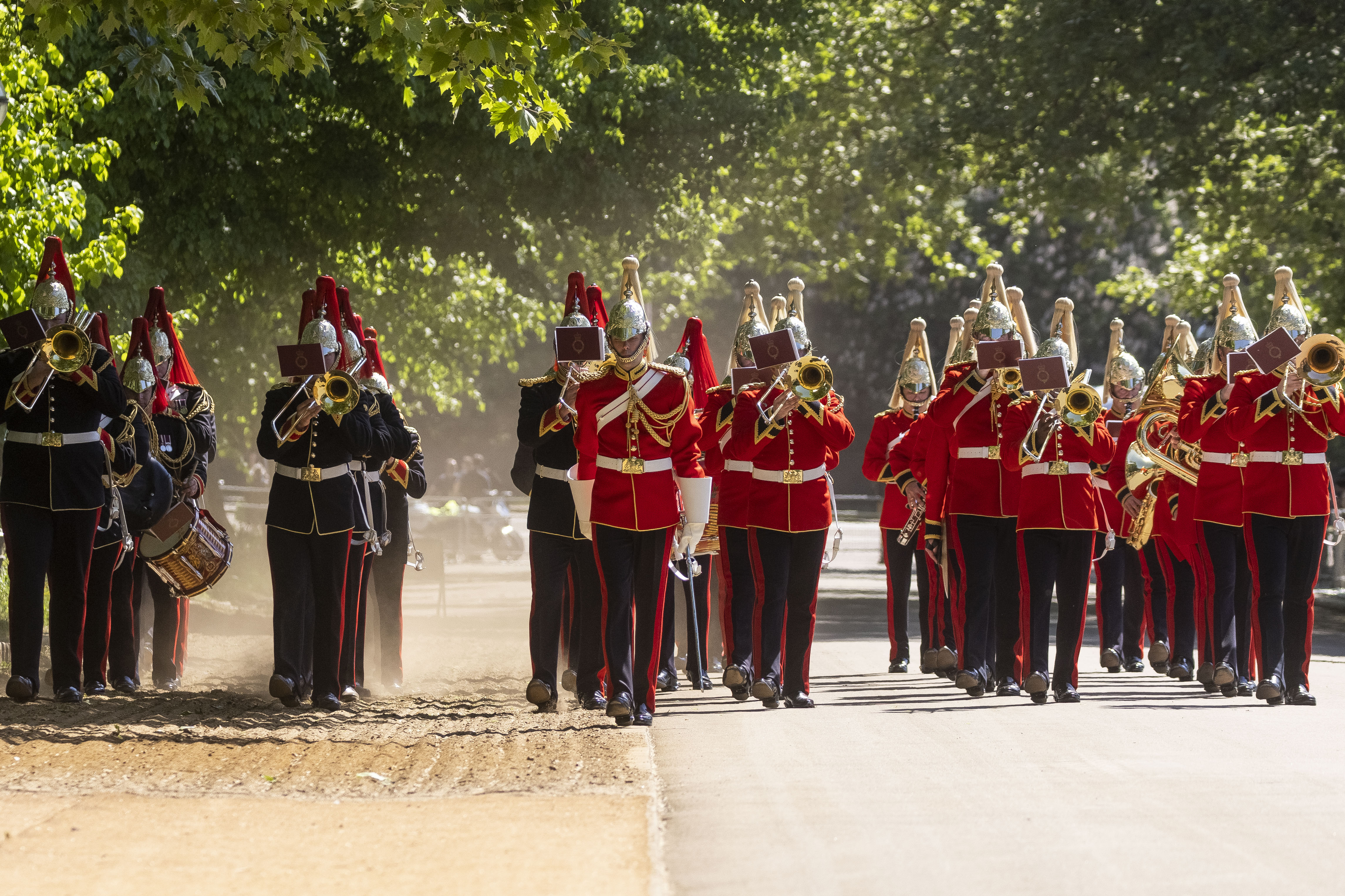 British Army bands in ceremonial uniform performed at the event 