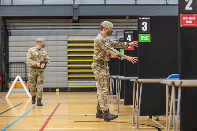 Armed Forces personnel are carrying out a number of different roles in response to COVID-19, including establishing 80 vaccine centres across Scotland (Picture: MOD).