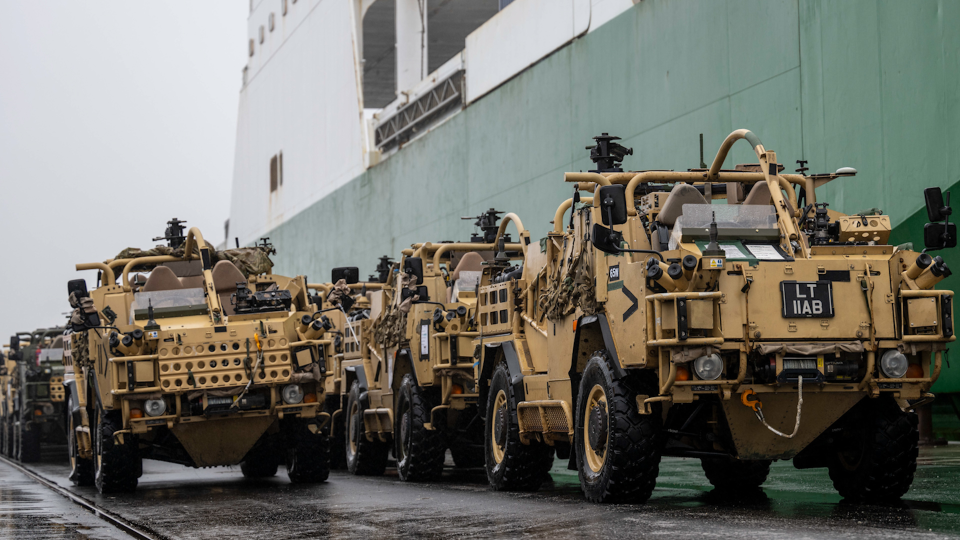 British Army high mobility Jackal vehicles on route to Poland for Exercise Steadfast Defender 14022024 CREDIT MOD