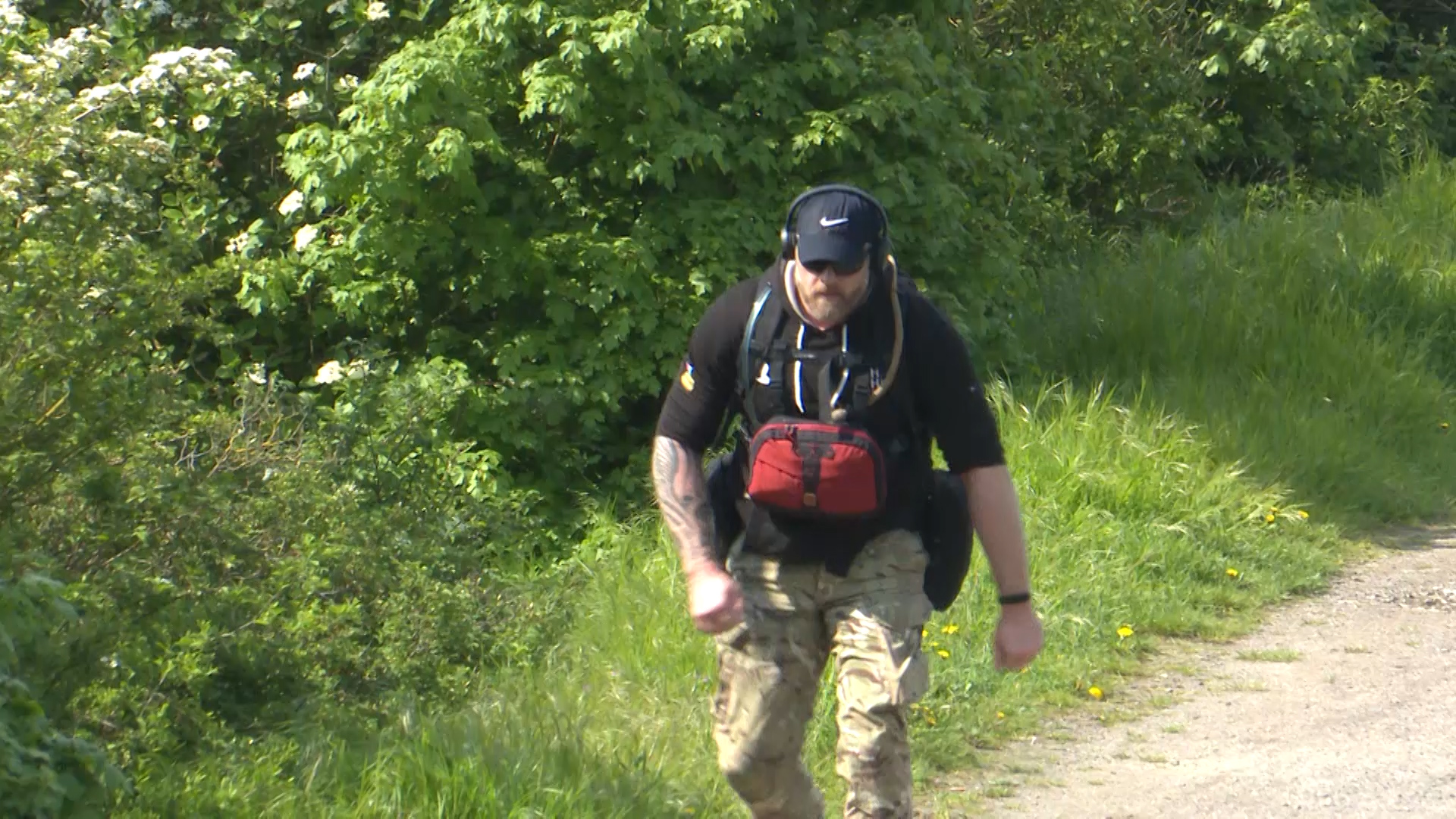 British Army veteran David Mosslop in Germany during 100km walking challenge to reise funds for help for heroes 180521 CREDIT BFBS.jpg