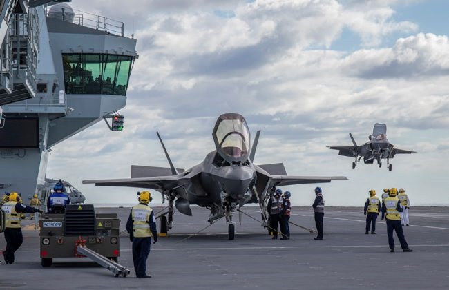 British F-35Bs land on HMS Queen Elizabeth (Picture: MOD).
