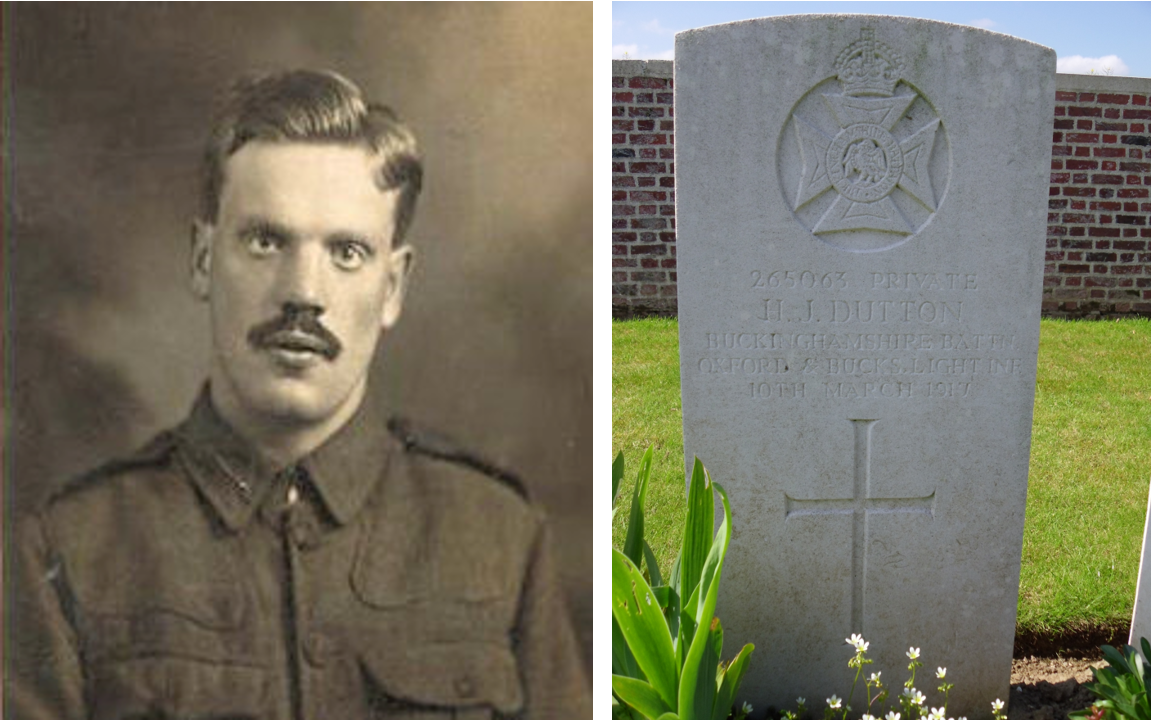 British soldier Harry Dutton and war grave