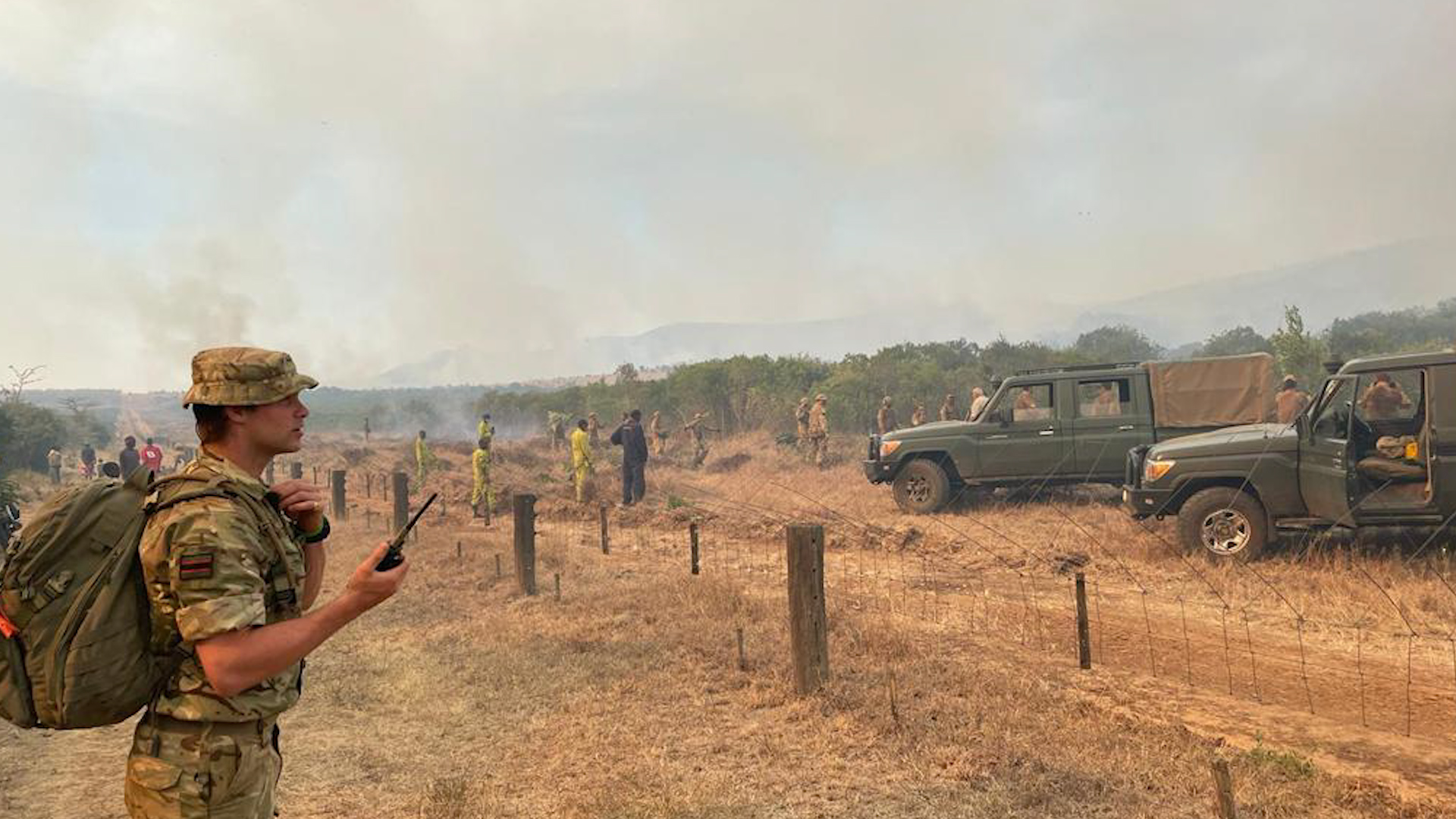 The British Army is "pouring all its resources" into fighting the fire, according to the MOD (Picture: British Army/Twitter).