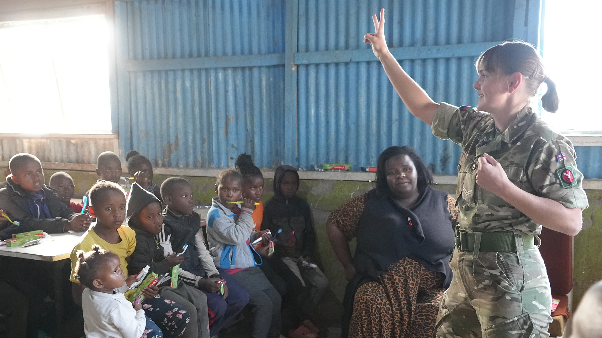 British soldiers at BATUK help local kids brush up on oral hygiene