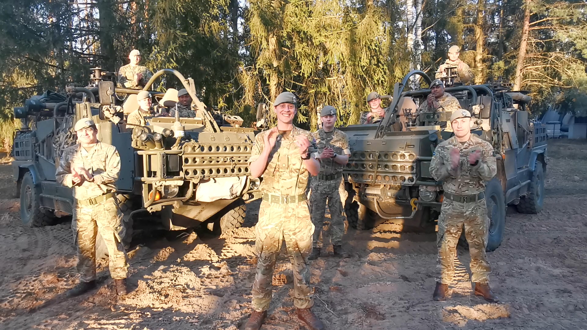 British troops in Poland clap NHS staff battling coronavirus pandemic (Picture: MOD). 
