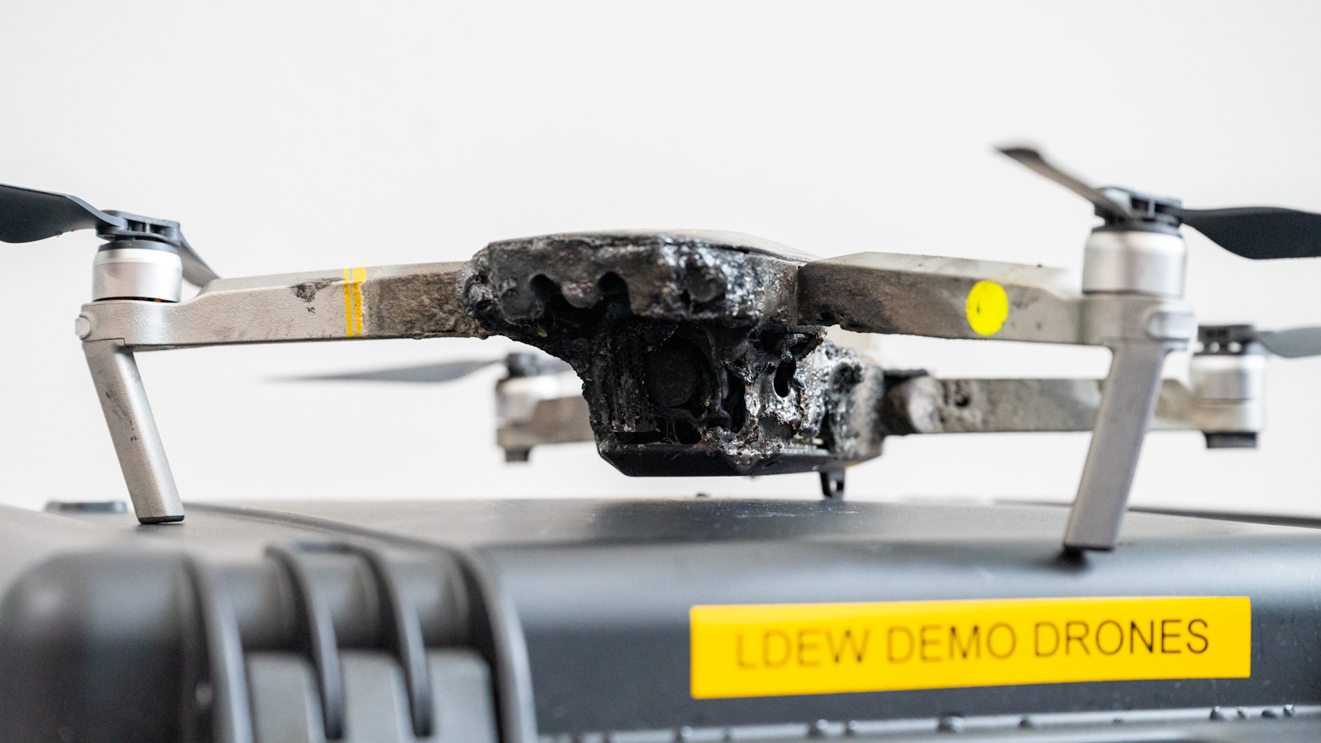 Damaged drone after facing DragonFire