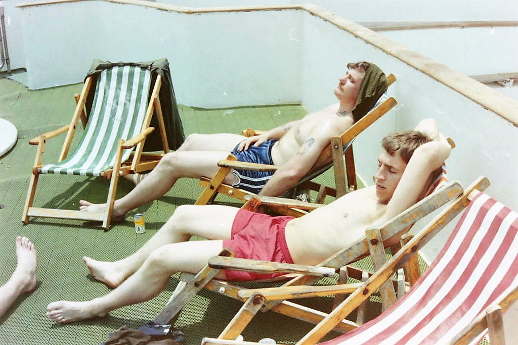 Lounging on deck aboard SS Canberra heading to Ascension. Credit: Kevin Lambert.