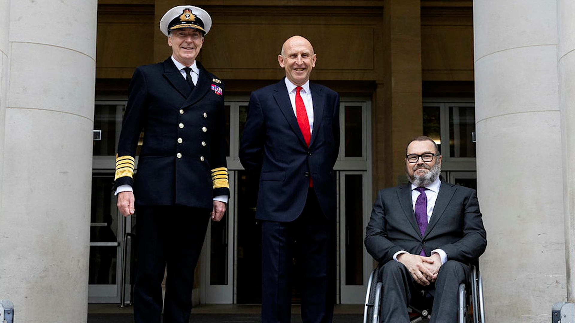 CDS Admiral Sir Tony Radakin, left, John Healey, centre, the Permanent Under Secretary David Williams 05072024 CREDIT MOD